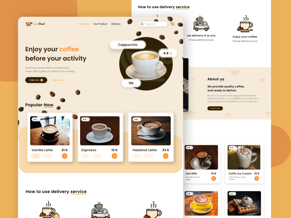 Preview  Cafe Street - E Commerce Landing Page Design