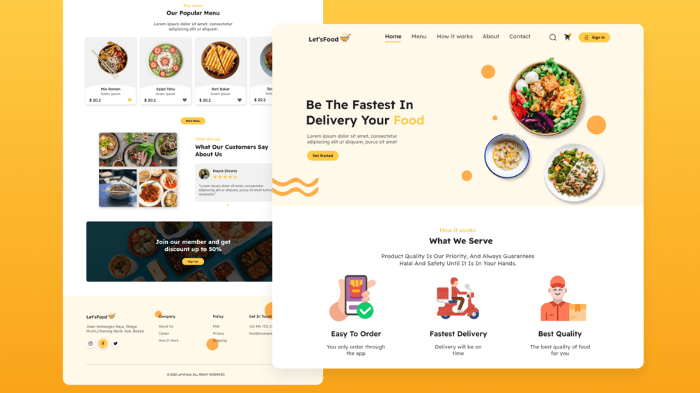 Preview  Let's Food UI Kit - E Commerce Landing Page Design